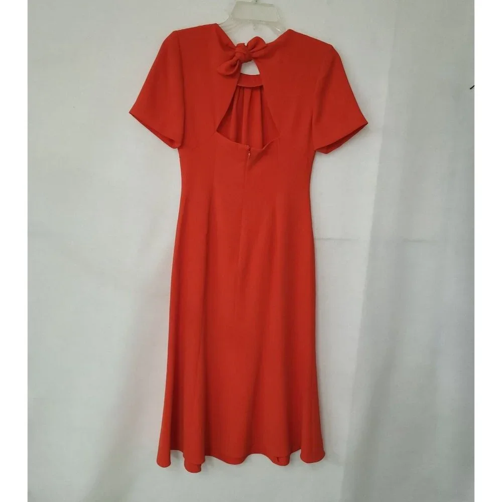Diane Von Furstenberg Rose Scorn Dress Womens 4 Spicy Orange Cut Out Bow Back - Picture 8 of 16